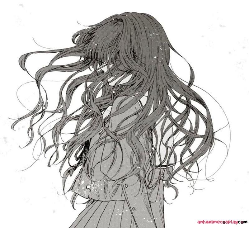 ảnh anime nữ trắng đen dễ thương